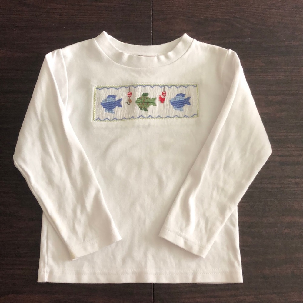 Smocked fish LS shirt